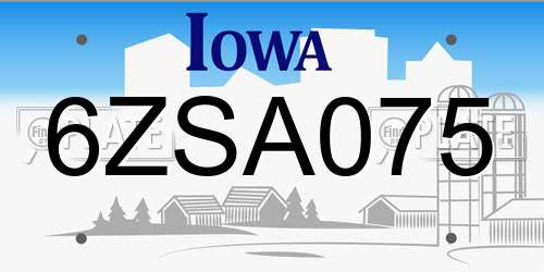 6ZSA075 Iowa License Plate