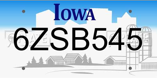 6ZSB545 Iowa License Plate