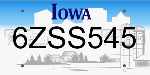 6ZSS545 Iowa License Plate