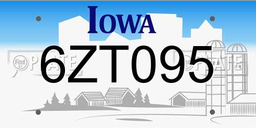 6ZT095 Iowa License Plate