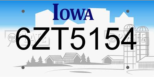 6ZT5154 Iowa License Plate