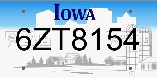 6ZT8154 Iowa License Plate