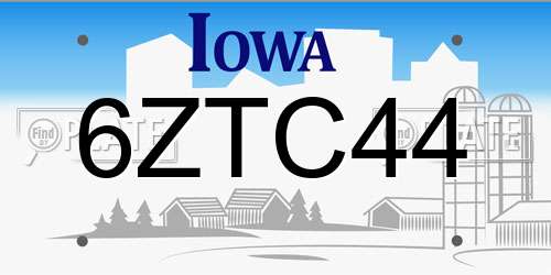 6ZTC44 Iowa License Plate