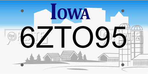 6ZTO95 Iowa License Plate