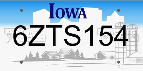 6ZTS154 Iowa License Plate