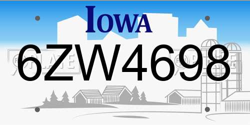 6ZW4698 Iowa License Plate