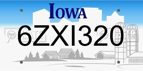 6ZXI320 Iowa License Plate