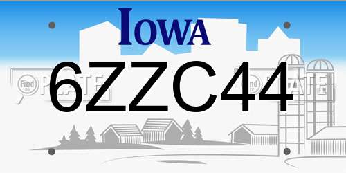 6ZZC44 Iowa License Plate
