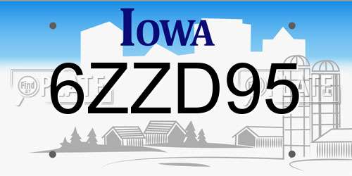 6ZZD95 Iowa License Plate