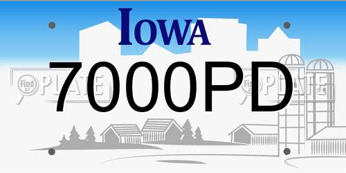 7000PD Iowa License Plate