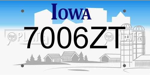 7006ZT Iowa License Plate