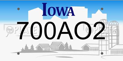 700AO2 Iowa License Plate