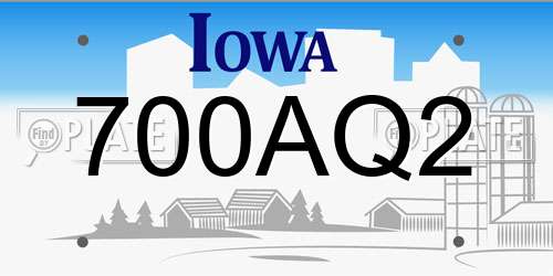 700AQ2 Iowa License Plate