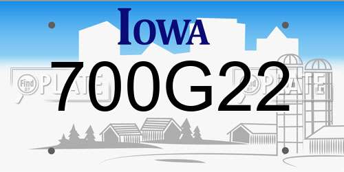 700G22 Iowa License Plate