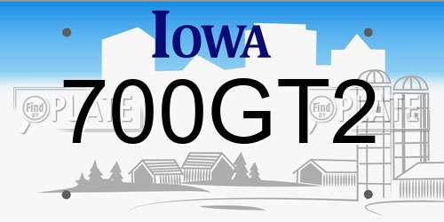 700GT2 Iowa License Plate