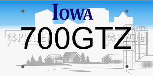 700GTZ Iowa License Plate
