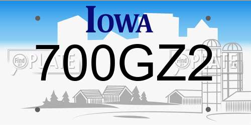 700GZ2 Iowa License Plate