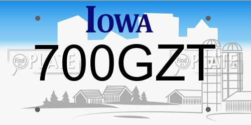 700GZT Iowa License Plate