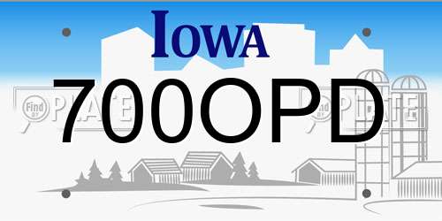 700OPD Iowa License Plate