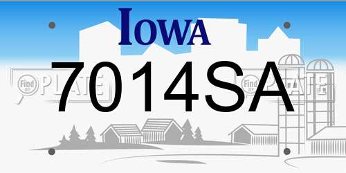 7014SA Iowa License Plate