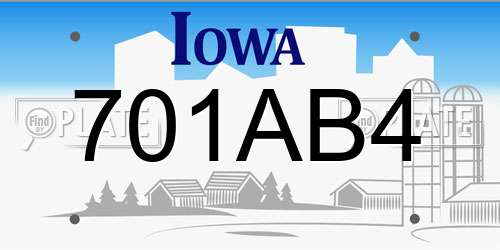 701AB4 Iowa License Plate