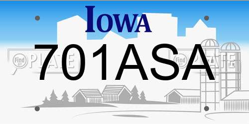 701ASA Iowa License Plate