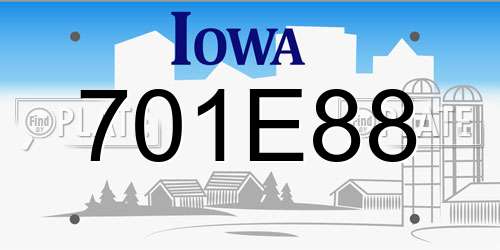 701E88 Iowa License Plate