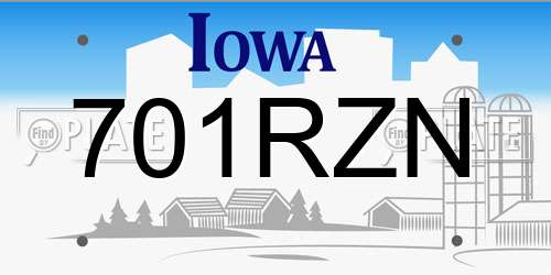 701RZN Iowa License Plate