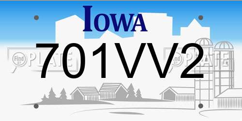 701VV2 Iowa License Plate