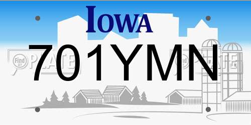 701YMN Iowa License Plate