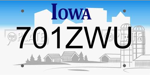 701ZWU Iowa License Plate