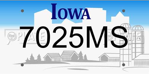 7025MS Iowa License Plate