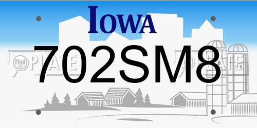 702SM8 Iowa License Plate