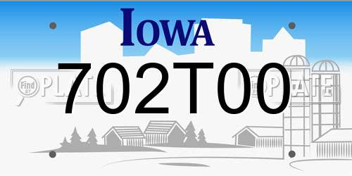 702T00 Iowa License Plate