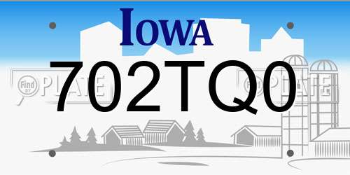 702TQ0 Iowa License Plate