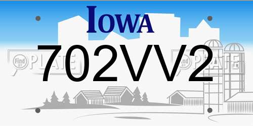 702VV2 Iowa License Plate