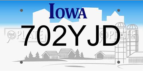 702YJD Iowa License Plate