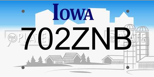 702ZNB Iowa License Plate