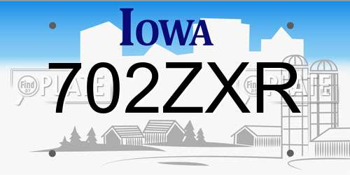702ZXR Iowa License Plate