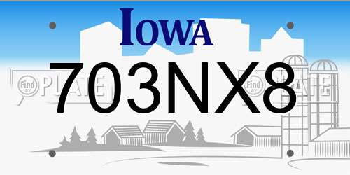703NX8 Iowa License Plate