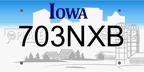 703NXB Iowa License Plate