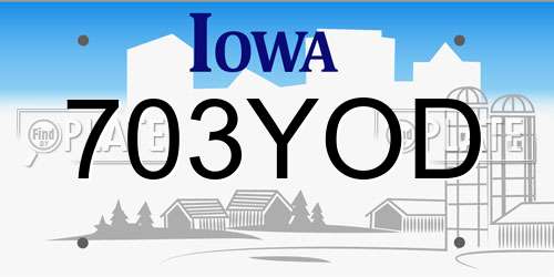 703YOD Iowa License Plate