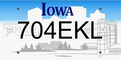 704EKL Iowa License Plate