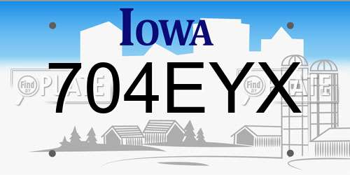 704EYX Iowa License Plate