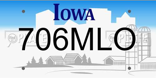 706MLO Iowa License Plate