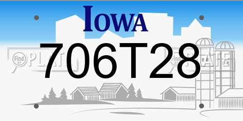 706T28 Iowa License Plate