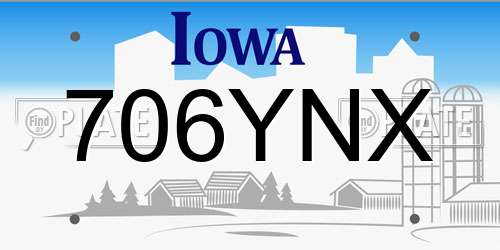 706YNX Iowa License Plate