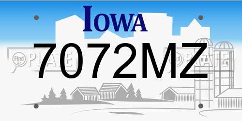 7072MZ Iowa License Plate