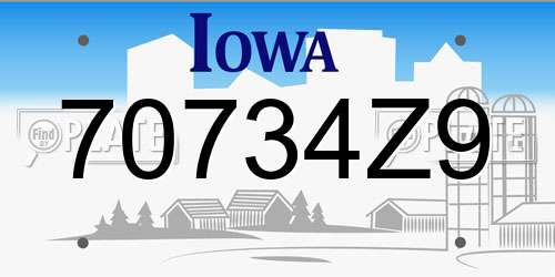 70734Z9 Iowa License Plate