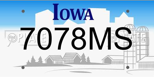 7078MS Iowa License Plate